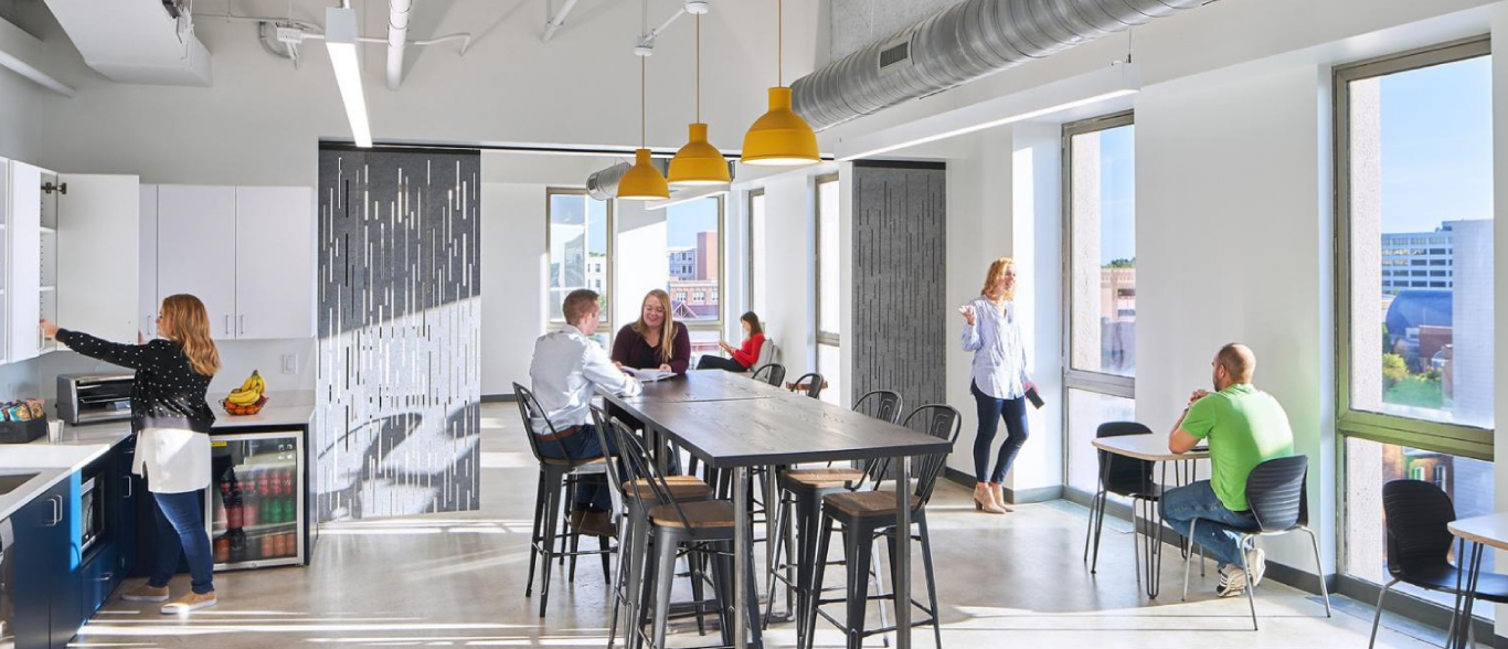 Office kitchen at Go Fish Digital in Raleigh