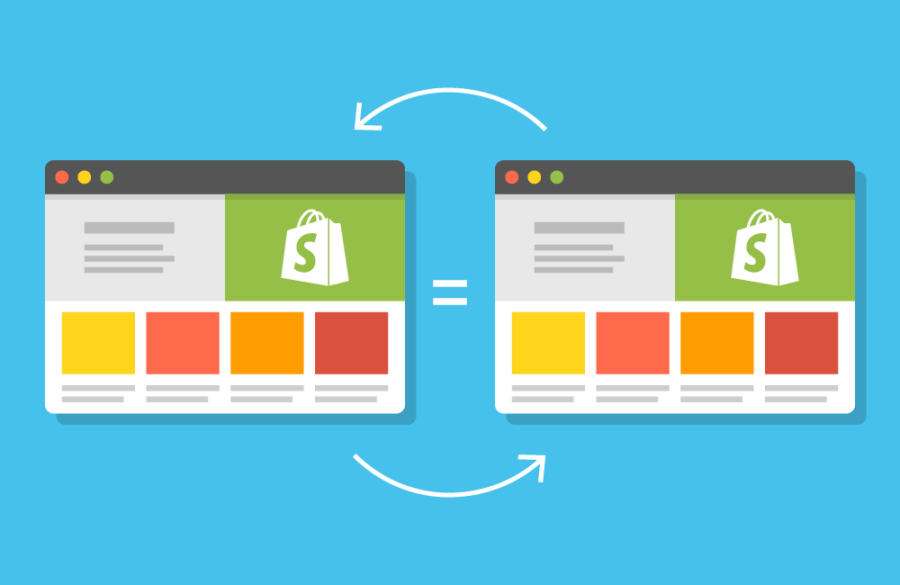 graphic of duplicating content on Shopify