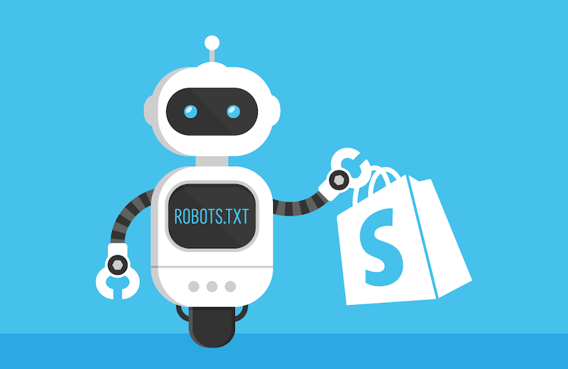 Robot Holding Shopify Logo