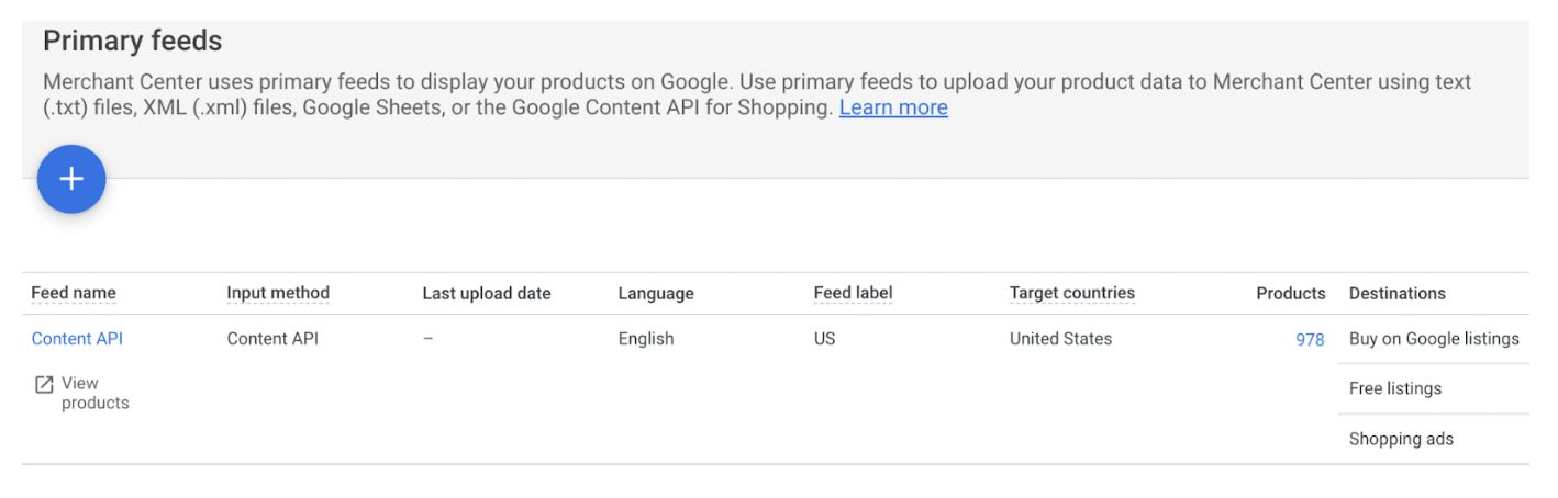 google merchant center content api