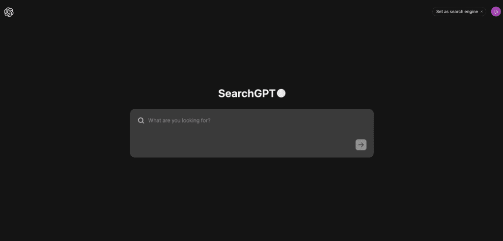 SearchGPT Initial Search Box